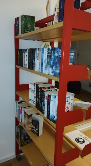 Bücher stehen im Regal